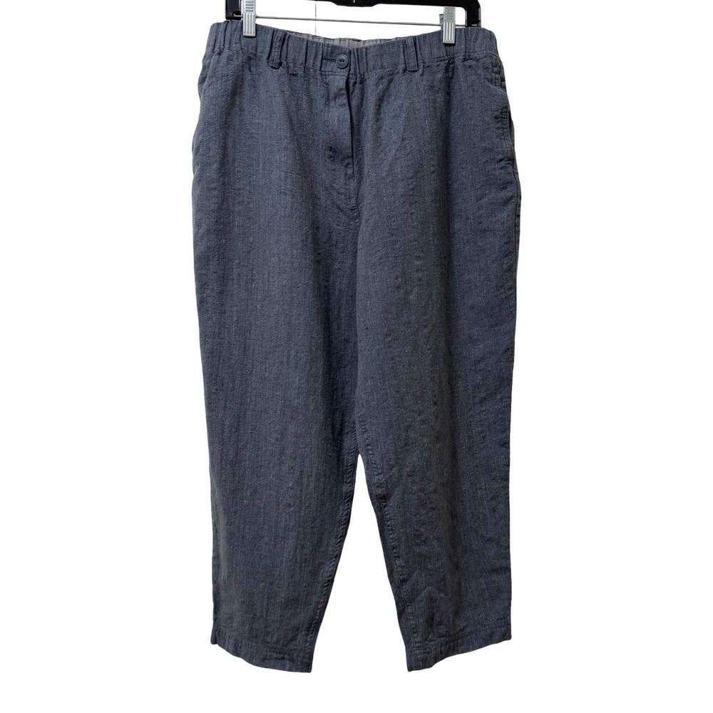 Poetry Womens Linen Wool Tapered Balloon Leg Pants Size 12 Navy Blue Lagenlook